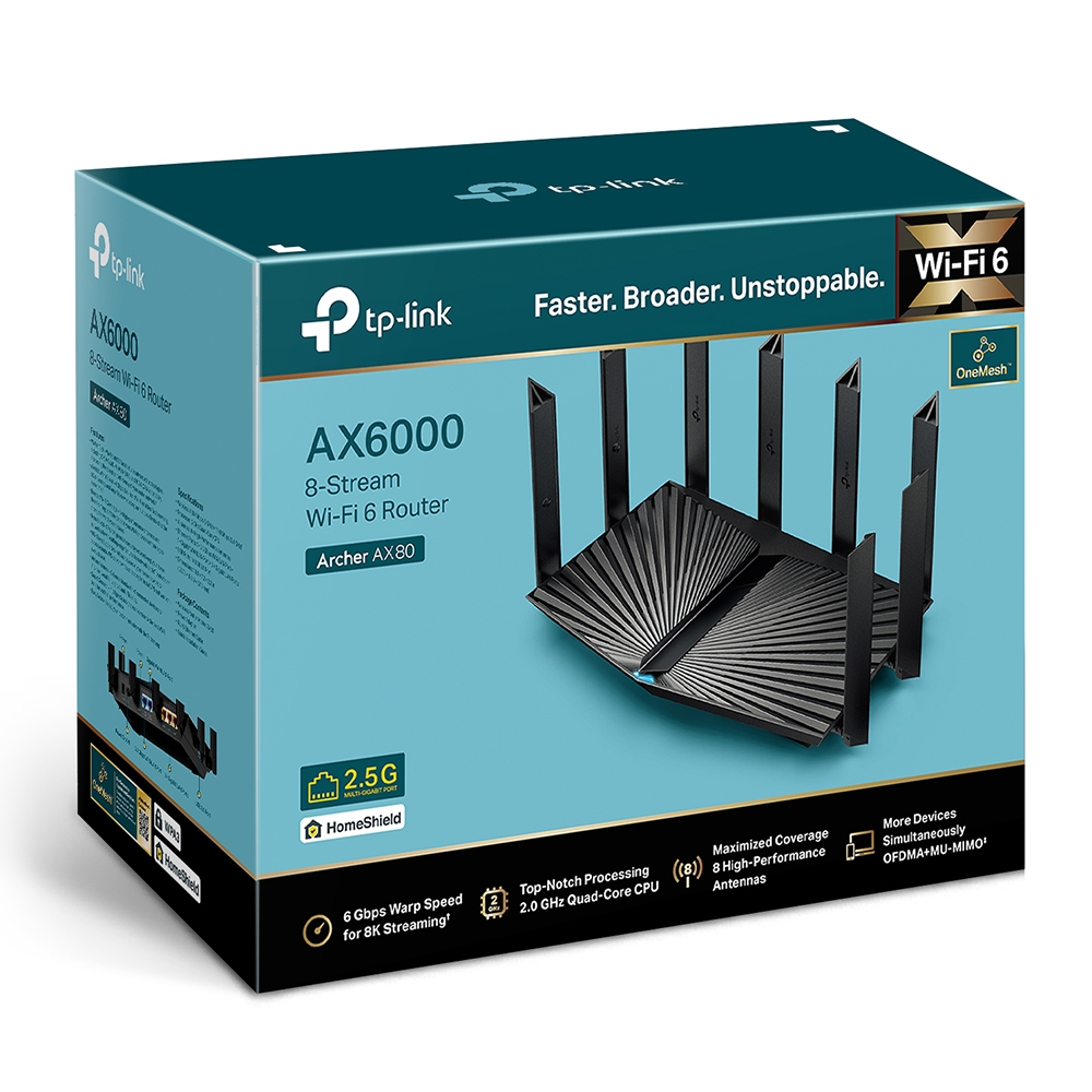 TP-Link Archer AX80 AX6000 8-Stream Wi-Fi 6 Router with 2.5G Port | T120 - Image 7