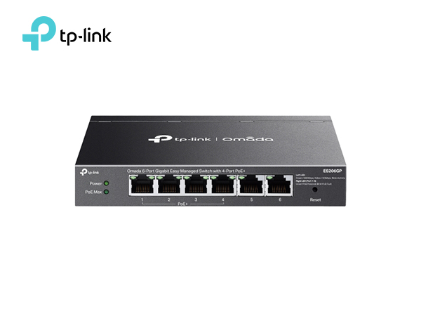 TP-Link ES206GP Omada 6-Port Gigabit Easy Managed Switch with 4-Port PoE+ | T30