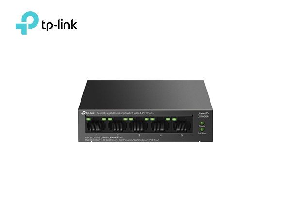 TP-Link LS105GP 5-Port Gigabit Desktop Switch with 4-Port PoE+ | T19