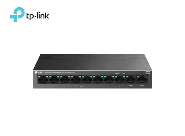 TP-Link LS110P 10-Port 10/100Mbps Desktop Switch with 8-Port PoE+ | T20