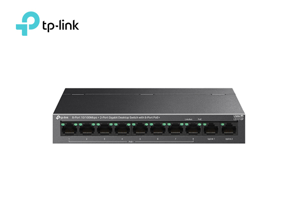 TP-Link LS1210P 8-Port 10/100Mbps+2-Port Gigabit Desktop Switch with 8-Port PoE+ | T22