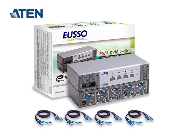 ATEN UKS8104-D4 4-Port KVM Switch + 4 Cables | A65