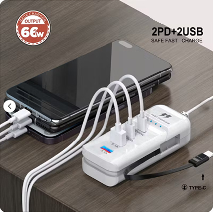 Diamond 66W 2PD USB Fast Charger with Type-C Cable | C5 - Image 3